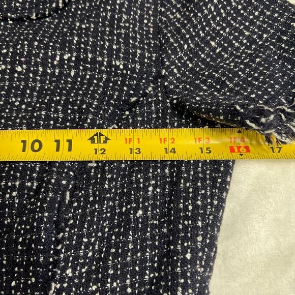 Eliza J Navy Blue White Tweed Fringe Dress Fit and Flare 2 Women - Picture 8 of 9